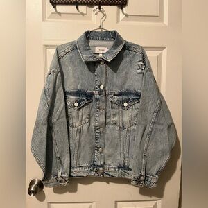 Women's Frame Oversized Denim Jean Jacket in Peralta Grind Size Small